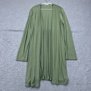 Sivana Cardigan Womens XL Green Bamboo Soft Luxe Long Duster Open Front USA Made